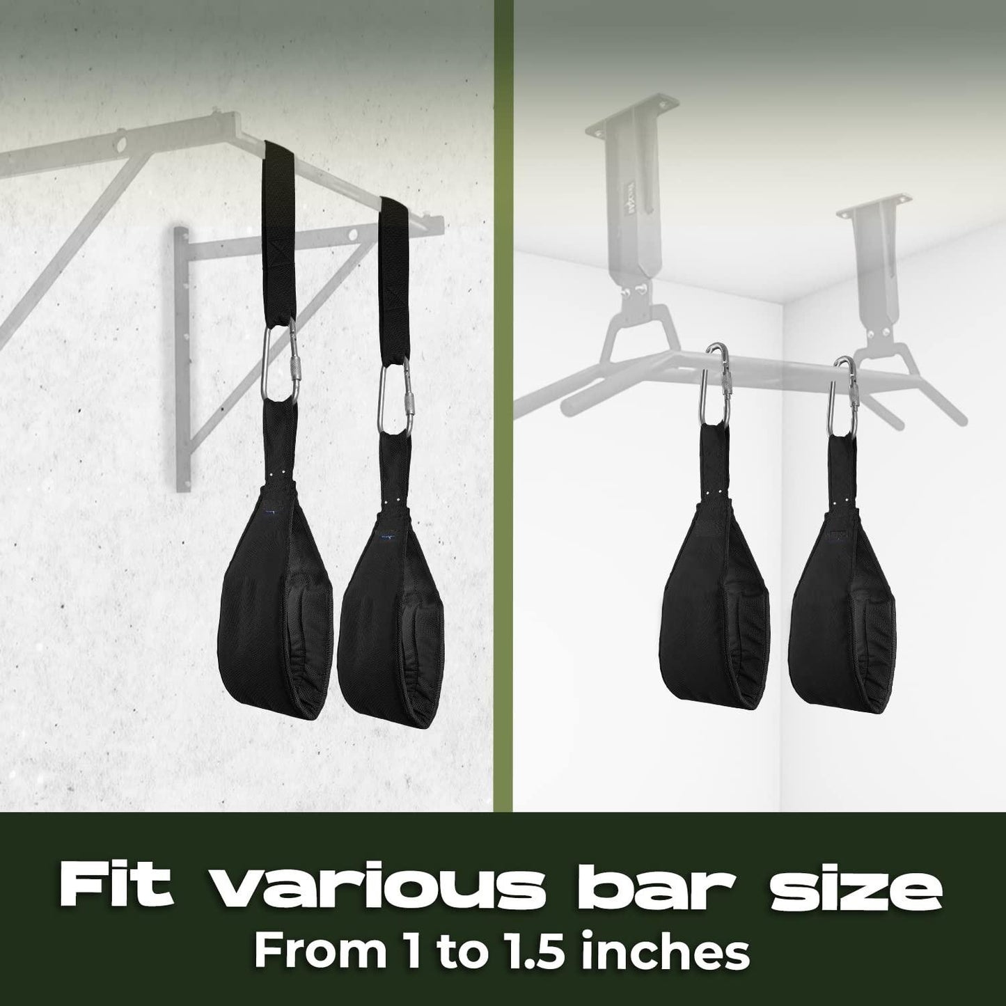 Ab Slings Straps - Rip-Resistant Heavy Duty Pair for Pull Up Bar Hanging Leg Raiser Fitness