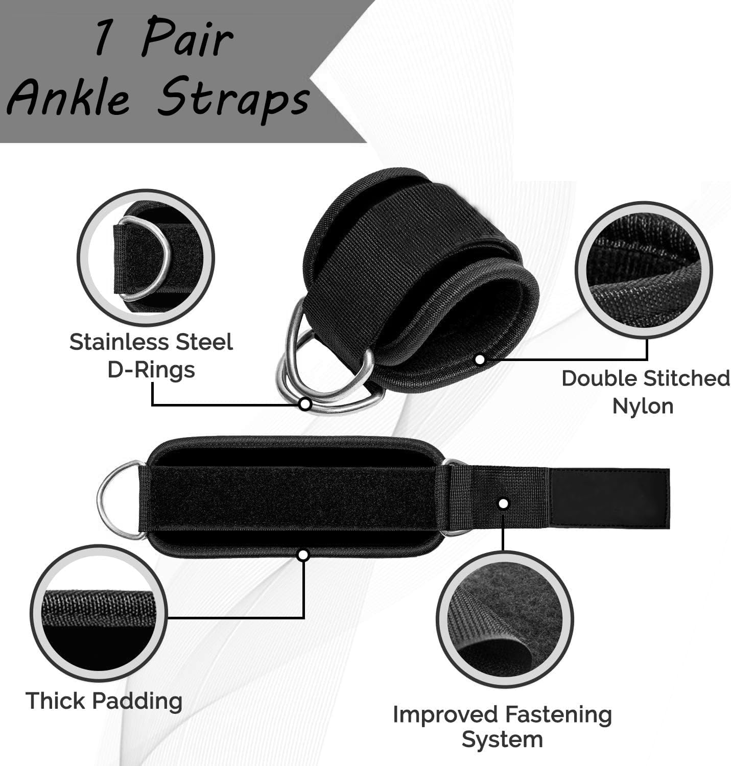 Ankle Straps Ankle Resistance Bands Wrist Cuffs Padded Straps Adjustable