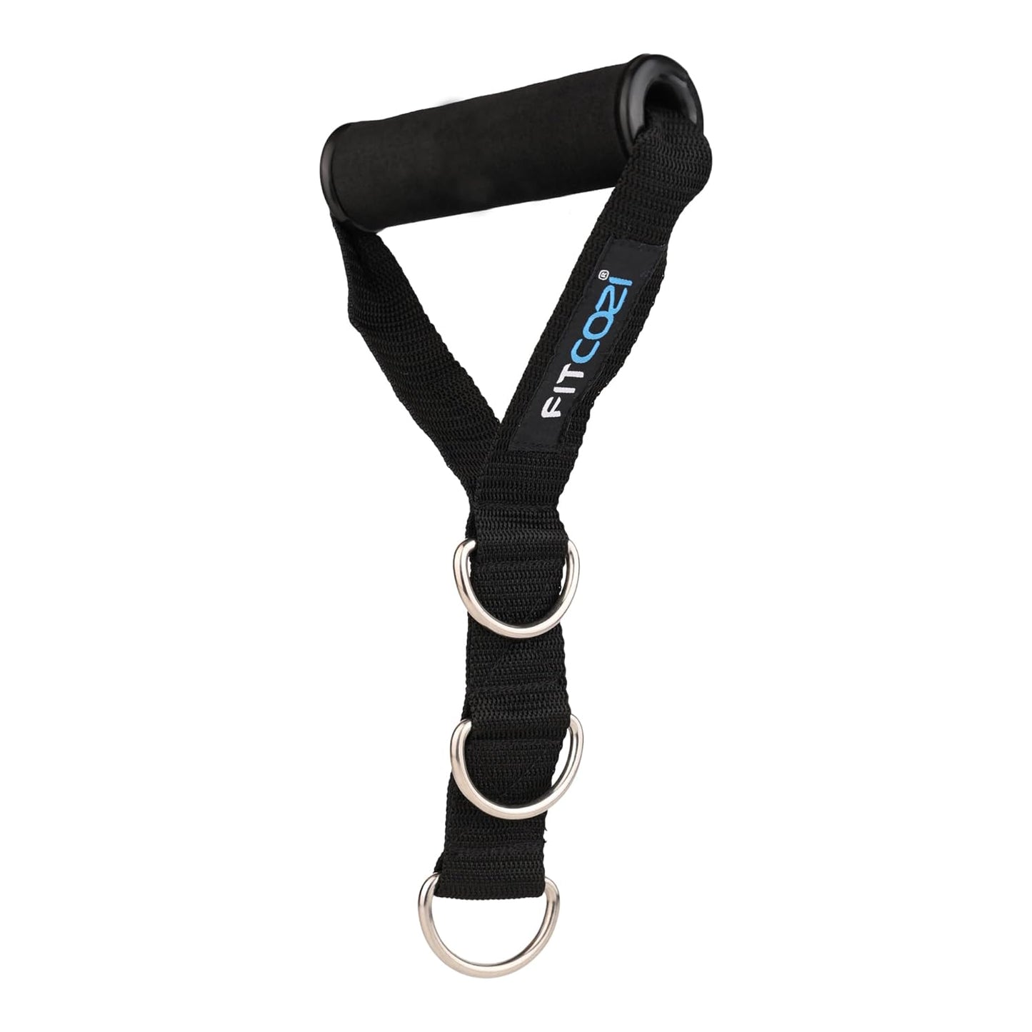 Adjustable Gym Handle with 3 D- Rings for Cable Machine Lifting Pulling Workout Anti-Slip Stirrup Bar Accessories